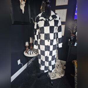 Checkered Black and White Women's Coat